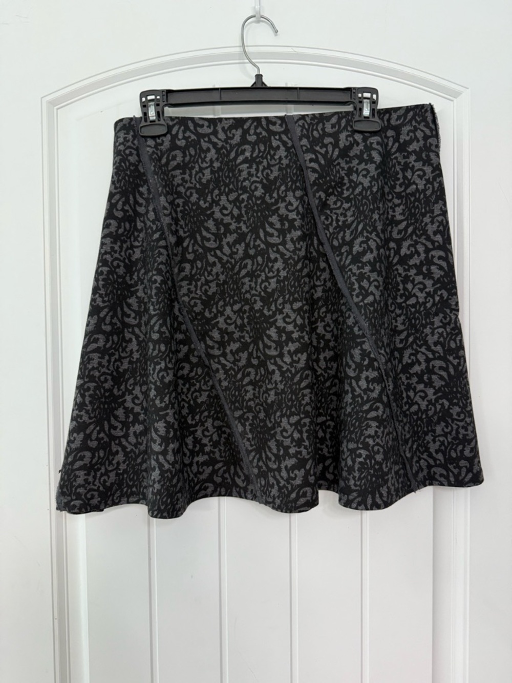 Margaret M Comfort Skirt XL Black Gray Damask Jacquard A-Line Pull On